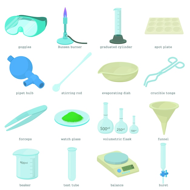 Ensemble D'icônes Outils De Laboratoire De Chimie