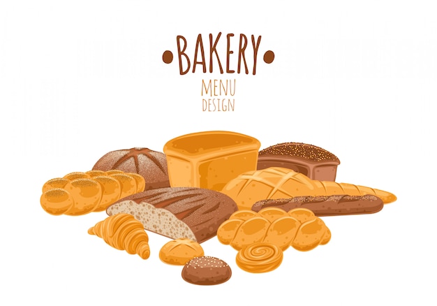 Ensemble d'icônes de pain. produits de boulangerie.