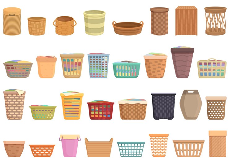 Vecteur ensemble d'icônes de panier à linge