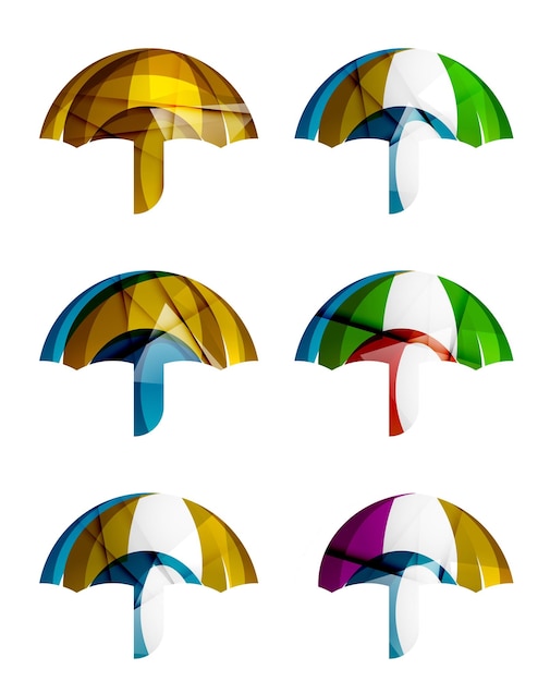 Ensemble D'icônes De Parapluie Abstraites Concepts De Protection De Logo D'entreprise Conception Géométrique Moderne Et Propre