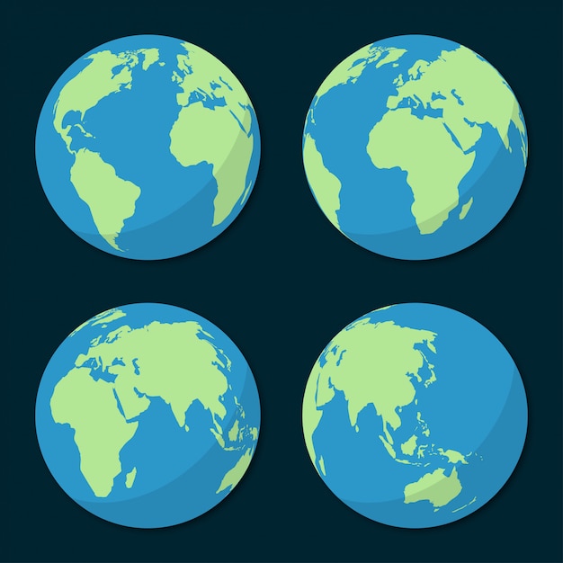 Ensemble D'icônes De La Planète Terre Dans Un Design Plat