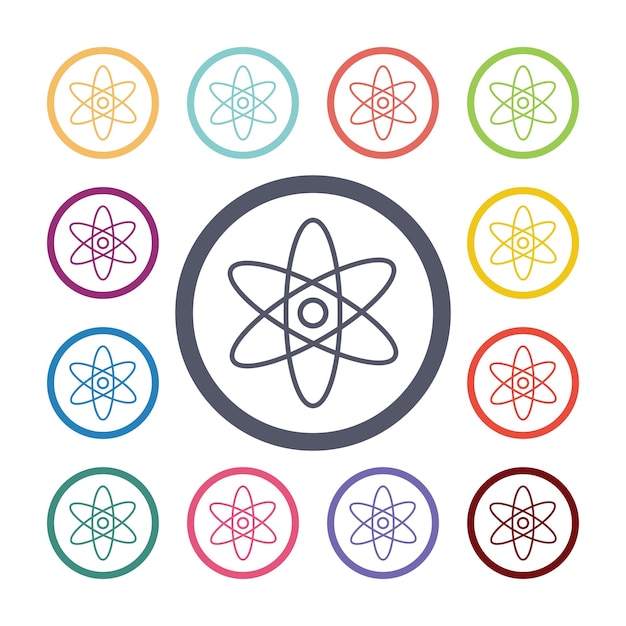 Vecteur ensemble d'icônes plat atome