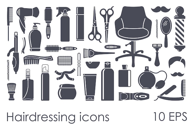 Vecteur ensemble d'icônes plates accessoires de coiffure illustration vectorielle