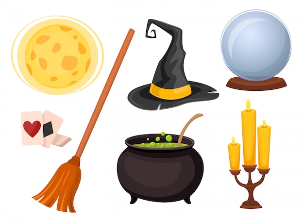 Vecteur ensemble d'icônes pour la divination et les tours de magie