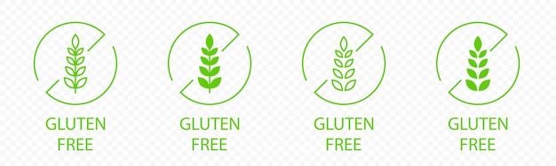 Vecteur ensemble d'icônes sans gluten symboles sans gluten ingrédient sans allergène produit interdit insigne de régime