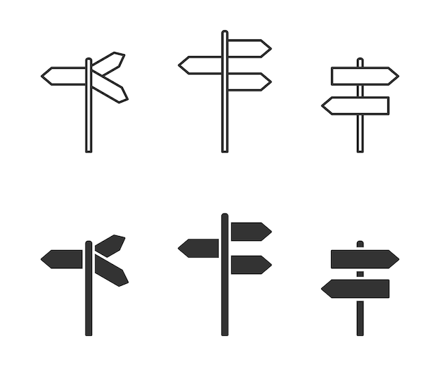 Vecteur ensemble d'icônes de signe de direction illustration vectorielle