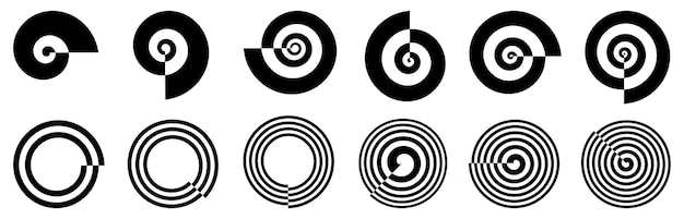 Ensemble d'icônes/signes inspirés de la spirale, les formes peuvent être utilisées dans le cadre du logo