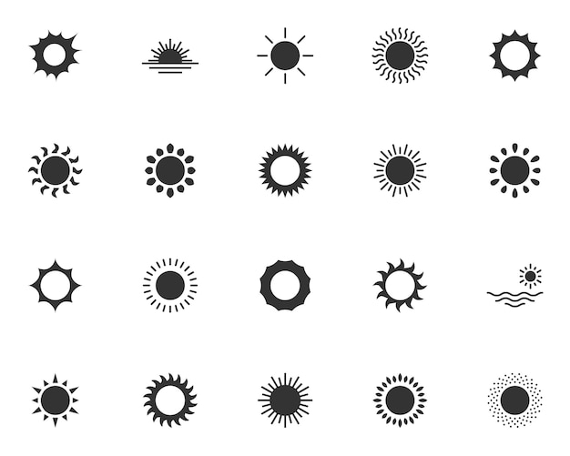 Ensemble d'icônes de soleil temps chaud d'été