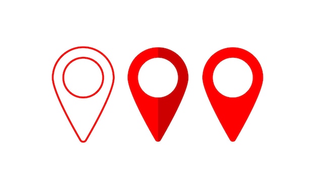 Vecteur ensemble d'icônes de symbole de localisation emplacement de broche de vecteur de broche de carte rouge