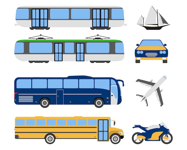 Vecteur ensemble d'icônes de transport urbain plat