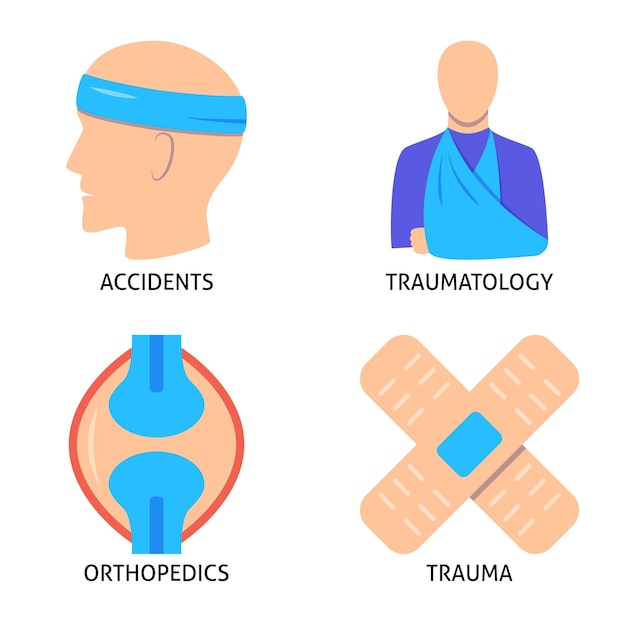 Ensemble D'icônes De Traumatologie Et D'orthopédie