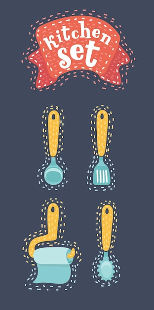 Ensemble D'icônes D'ustensiles De Cuisine Isolés