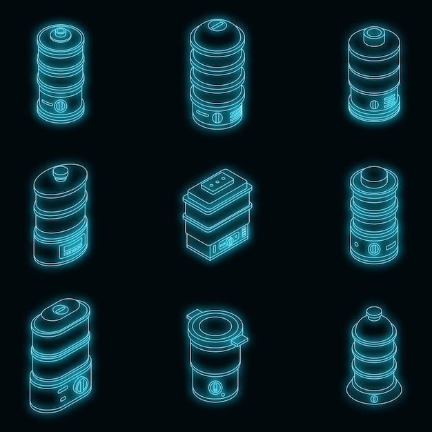 Ensemble D'icônes De Vapeur Néon Vectoriel