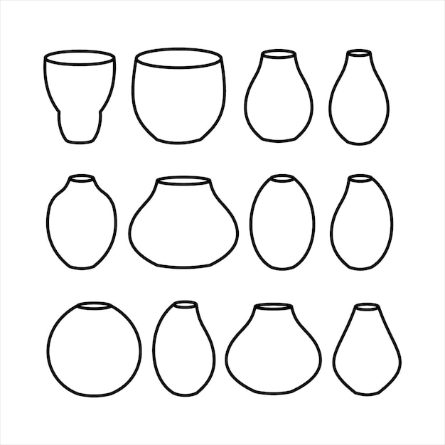 ensemble d'icônes de vase. Ligne de vases