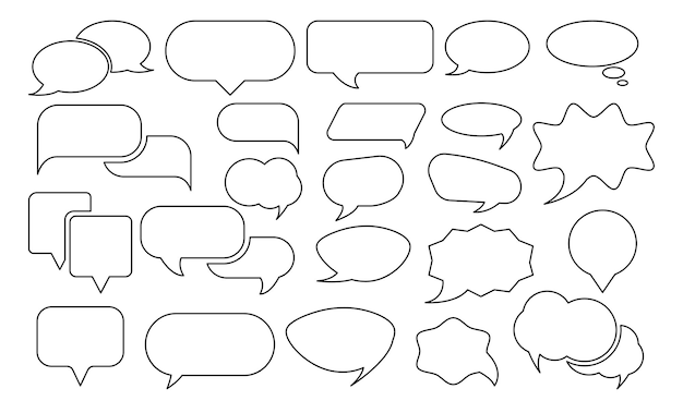 Ensemble d'icônes vectorielles de bulles de message de chat Icônes de communication Dialogue de bulle de conversation Ensemble d'icônes Web