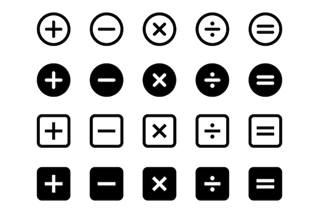 Ensemble d'icônes vectorielles de calculateur Clavier calculateur et symbole de comptabilité en cercle