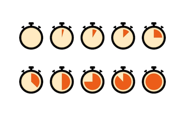 Ensemble D'icônes Vectorielles De Chronomètres Ou De Minuteries