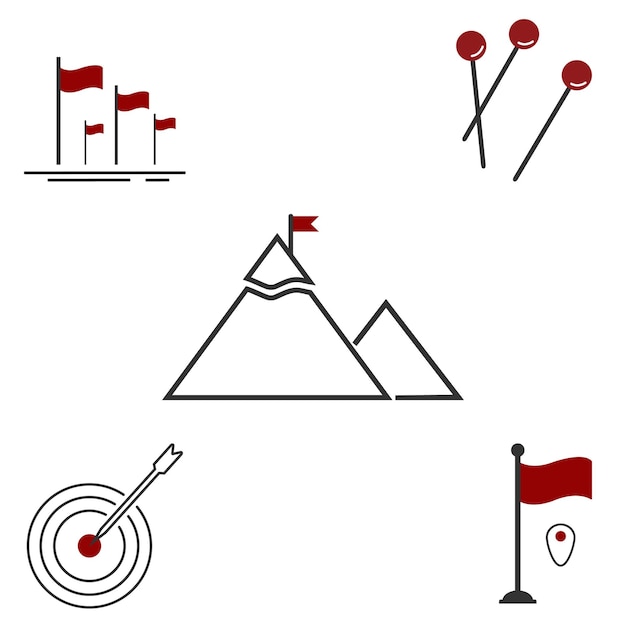 Ensemble d'icônes vectorielles d'éléments de collection d'objectif cible