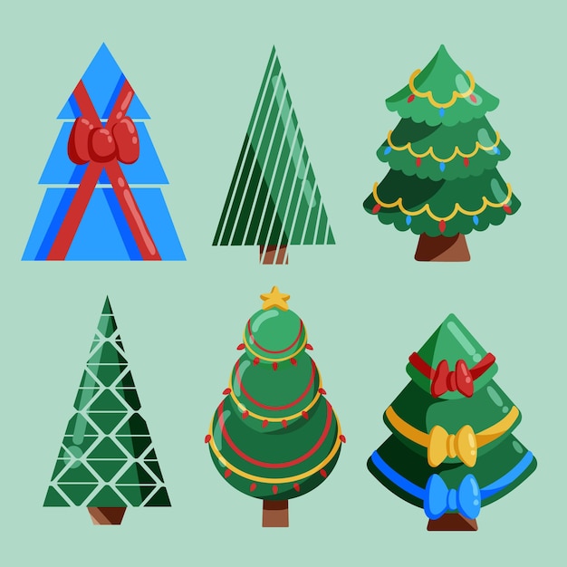 Ensemble D'icônes Vectorielles De Sapin De Noël.