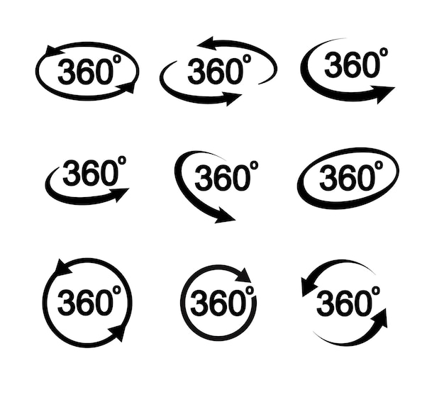 Ensemble D'icônes Vectorielles De Vue De Degré Pour Votre Vecteur De Conception