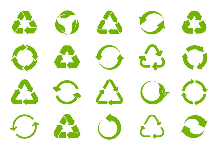 Vecteur ensemble d'icônes vertes de recyclage symbole de recyclage pack de flèches de rotation cycle de réutilisation icônes vectorielles eco