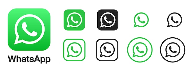 Ensemble d'icônes Whatsapp Réseau social pour la messagerie Illustration vectorielle éditoriale VINNYTSIA UKRAINE 9 JUIN 2022