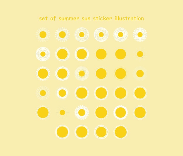 ensemble d'illustration d'autocollant de soleil d'été