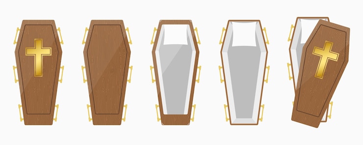 Vecteur ensemble d'illustration de boîte de cercueils en bois