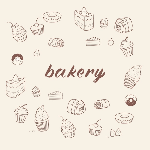 Ensemble d'illustration de boulangerie