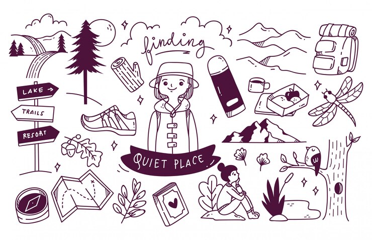 Ensemble d'illustration Doodle aventure