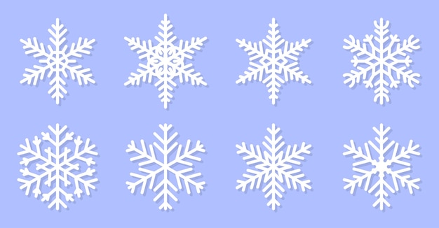 Ensemble d'illustration de flocons de neige; décoration de Noël.