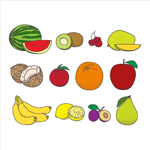 Vecteur ensemble d'illustration de fruits