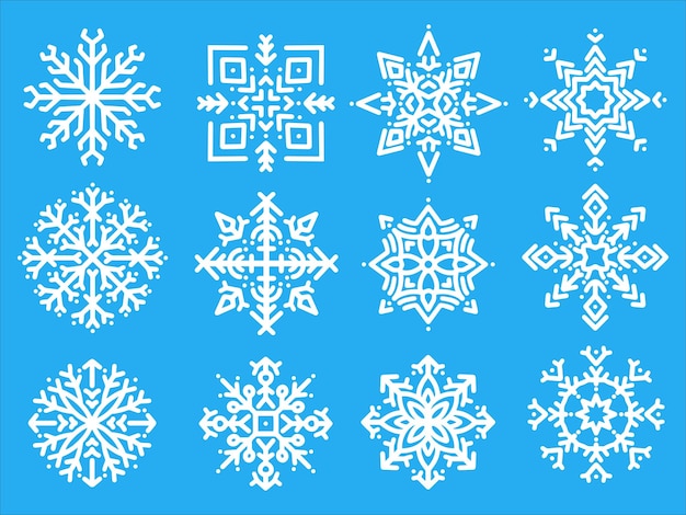 Ensemble d'illustration d'icône de Noël de flocon de neige