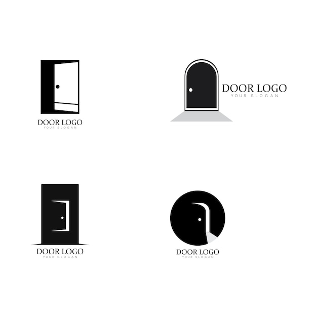Ensemble d'illustration d'icône vectorielle de modèle de logo de porte