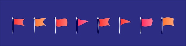 Vecteur ensemble d'illustration d'icônes de drapeau rouge