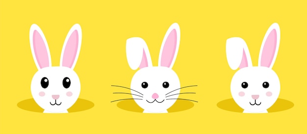 Vecteur ensemble d'illustration de lapin .easter bunny.happy easter banner.vector illustration