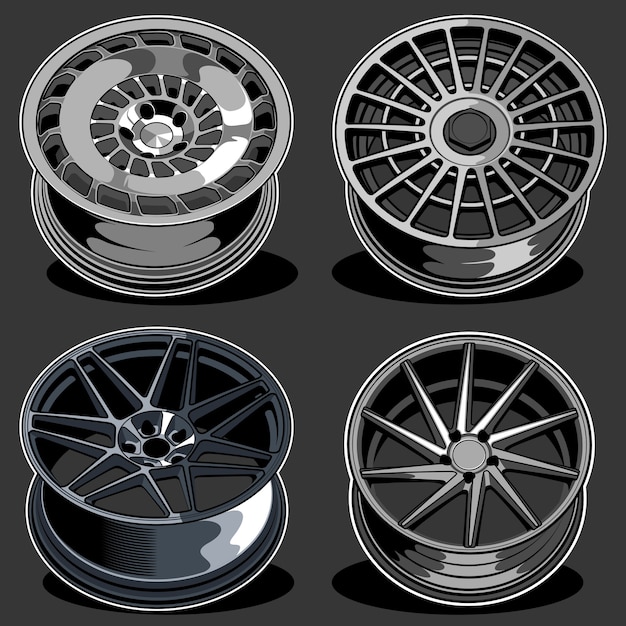 Ensemble D & # 39; Illustration De Roues De Voiture