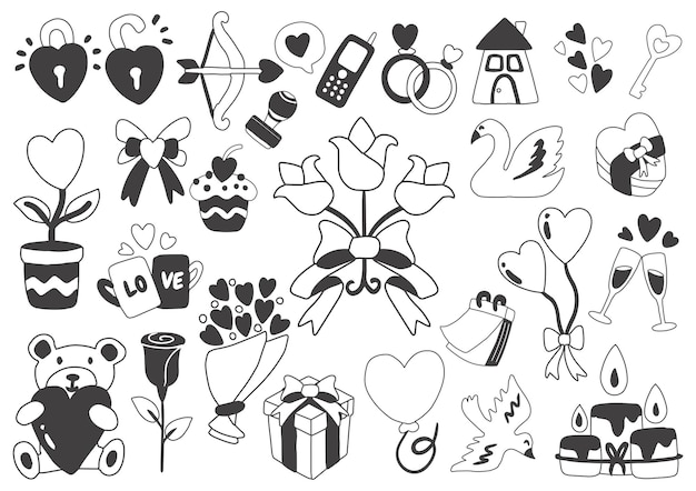 Ensemble d'illustration de la Saint-Valentin