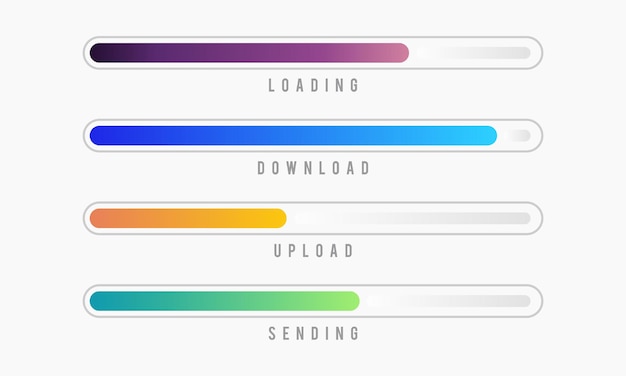 Ensemble D'illustration Vectorielle De Barre De Chargement. Visualisation Des Progrès. Chargement De La Collecte De L'état. éléments De Conception Web, Modèle Vectoriel D'infographie De Chargement