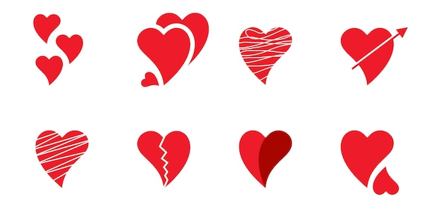 Vecteur ensemble d'illustration vectorielle de coeur sur le symbole de fond blanc pour l'emballage de symbole de romance romantique