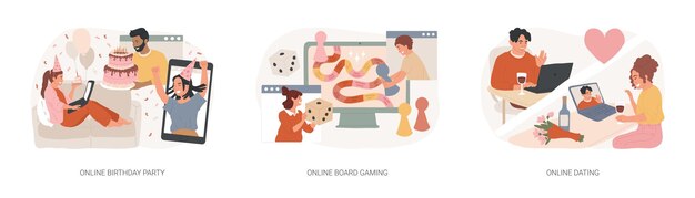 Ensemble d'illustration vectorielle de concept isolé d'appel vidéo