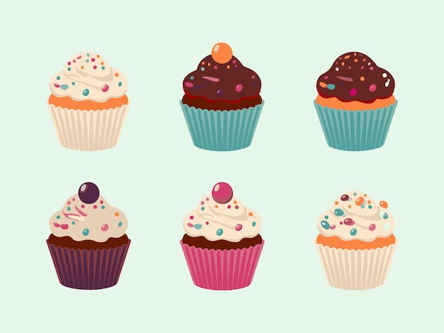 L'ensemble de l'illustration vectorielle du cupcake
