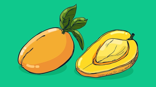 Ensemble D'illustration Vectorielle De Fruits De Mangue Dans Un Style De Croquis D'une Ligne Croquis Dessiné à La Main Plat Coloré