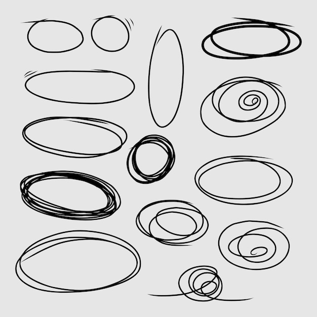 Ensemble d'illustration vectorielle de gribouillis circulaires