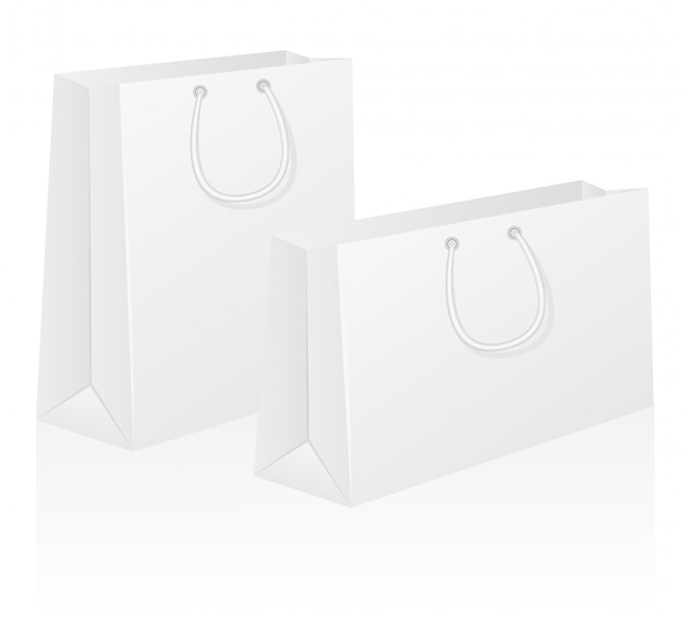 Ensemble D'illustration Vectorielle De Papier Blanc Blanc Shoping Sac