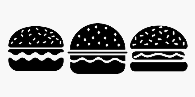 Un ensemble d'illustration vectorielle de silhouette hamburger silhouette