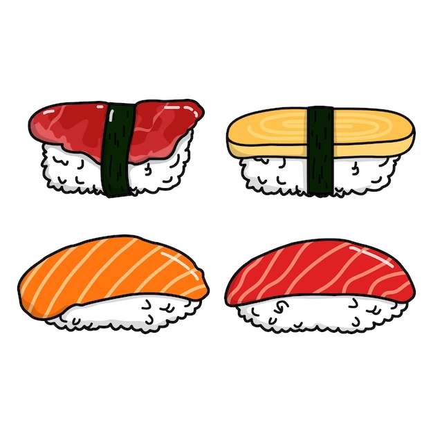 Ensemble d'illustration vectorielle de sushi japonais