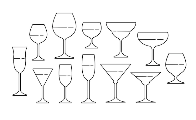 Ensemble D'illustration Vectorielle De Verre à Vin