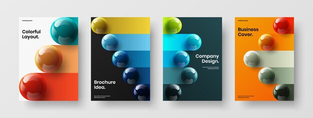 Ensemble d'illustrations d'affiches de sphères 3D vives
