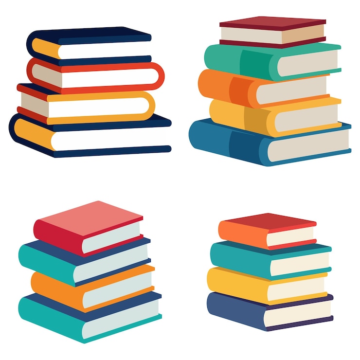 Vecteur ensemble d'illustrations d'art vectoriel de la pile de livres